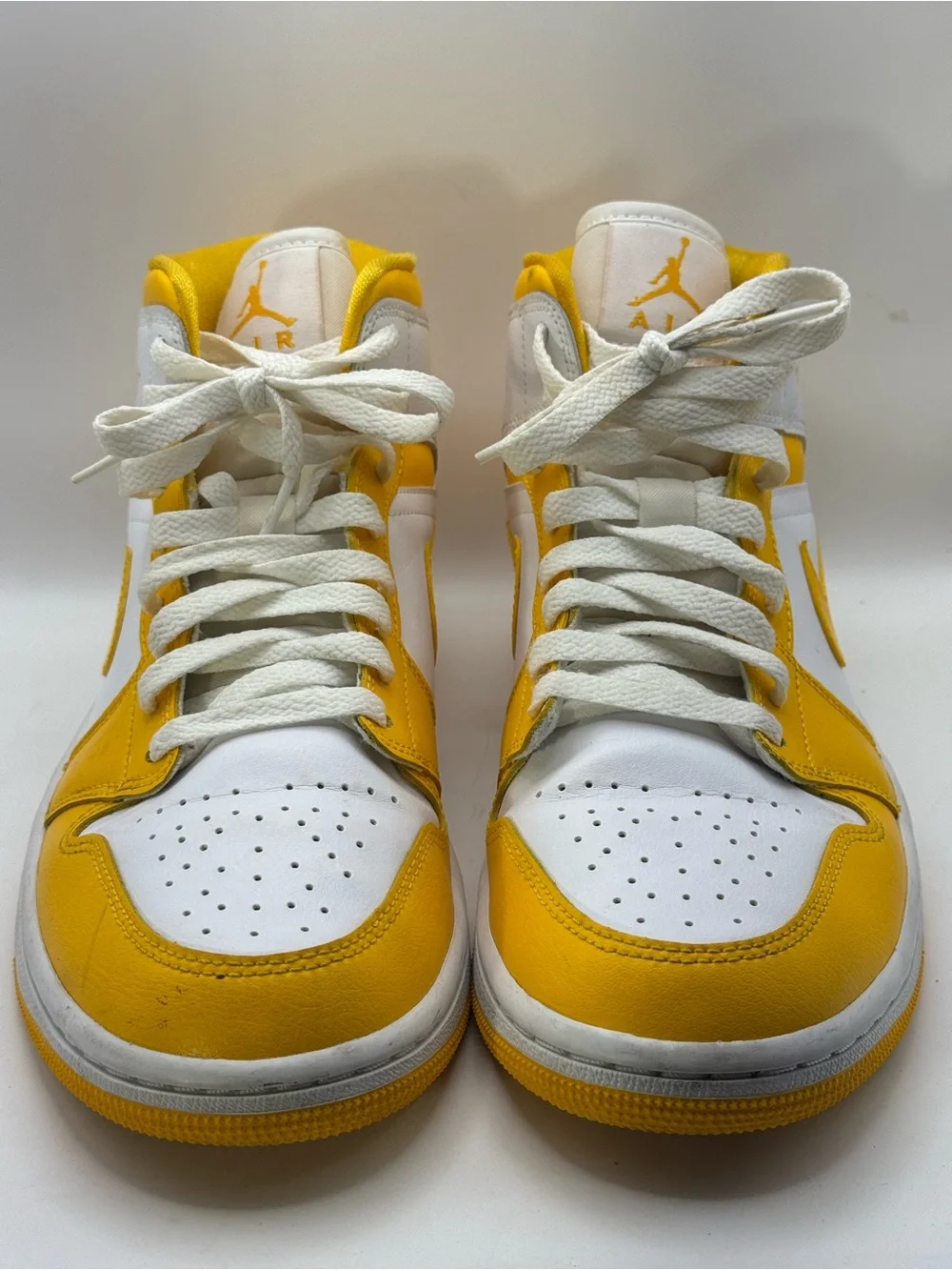 Nike Air Jordan Men’s 9 High Top Sneakers in Yellow and White
